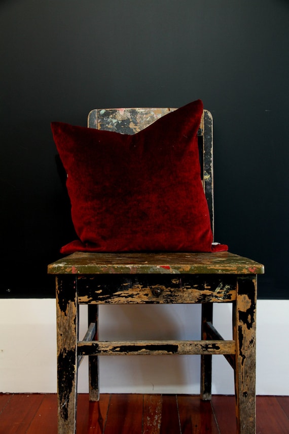 Deep Red Velvet Wine Red Cushion Red Velvet Pillow Velvet Etsy