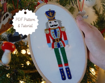 Christmas Nutcracker Hand Embroidery Pattern & Tutorial / Digital PDF Instant Download