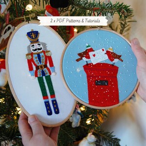 Pacchetto di modelli di ricamo natalizio: Schiaccianoci e pettirossi (PDF)