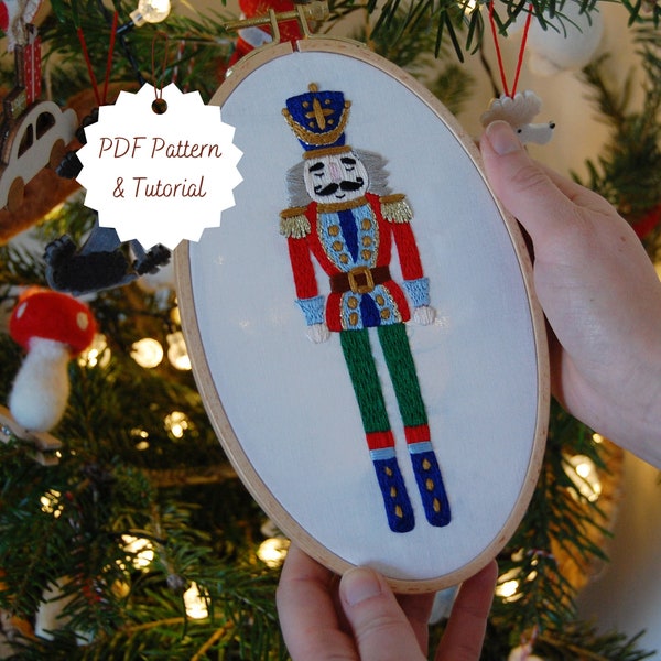 Christmas Nutcracker Hand Embroidery Pattern & Tutorial / Digital PDF Instant Download