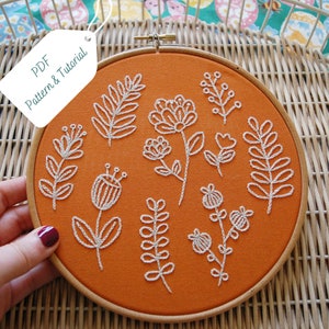 Scattered Wildflowers Hand Embroidery Pattern and Tutorial, Instant Download PDF, Embroidery Hoop Art Pattern
