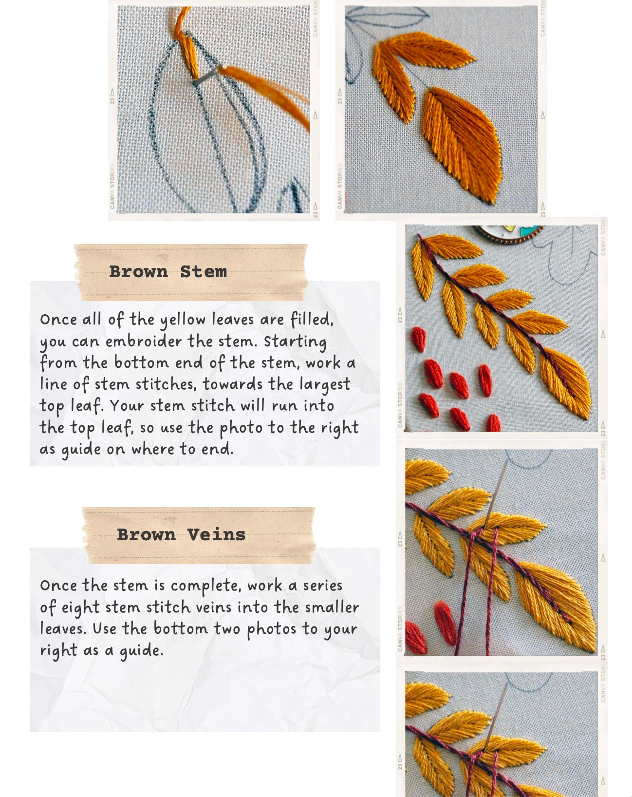 Autumn Leaves Hand Embroidery Pattern & Tutorial / Digital PDF Instant ...