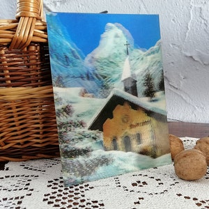 alte 3D Postkarte unbeschrieben / Ansichtskarte / Sammelkarte / winterliches Motiv / Kirche