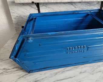 large stacking box in industrial look / metal box / INDUSTRIAL / metal box / stacking box in blue / workshop / warehouse / storage box