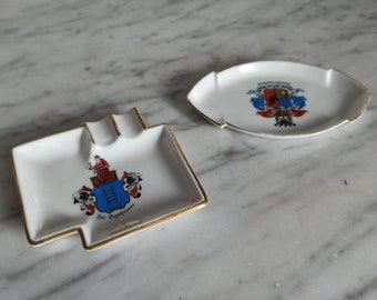 2 porcelain ashtrays / souvenirs / Germany 1960s / mid-century
