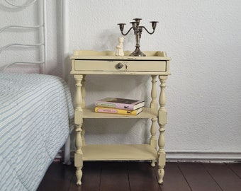 Vintage telephone table / ivory / bedside table / nightstand / small side table / Brocante style / shabby chic