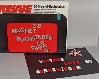 Vintage Magnetbuchstaben und Zahlen aus Kunststoff