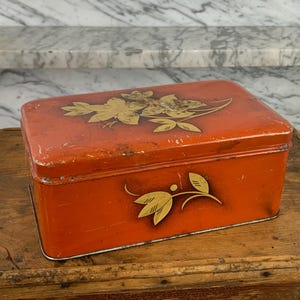 Vintage tin can 1920s / tin box Art Deco / old coffee can / rust and patina / antique tin can