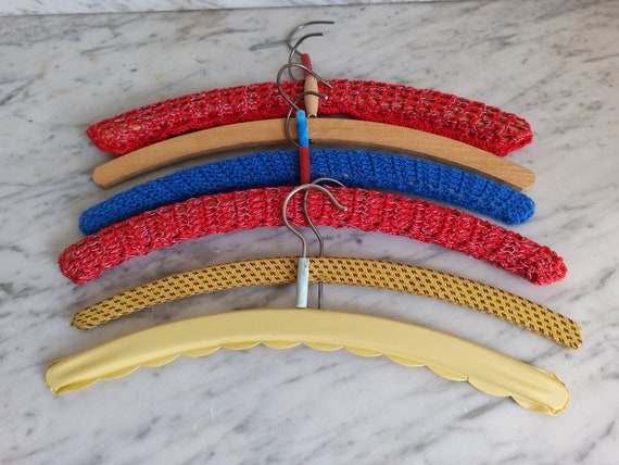 6 Retro Children's Clothes Hangers Made of Wood / Children's Hangers / Clothes  Hangers for Children / Kindergarten / Small Wooden Hangers With Textile  Crochet Natural Set A 