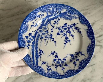 Vintage cake plate - 1 replacement plate "Cherry Blossom" white blue / small plate / vintage porcelain from Japan / old Japanese series