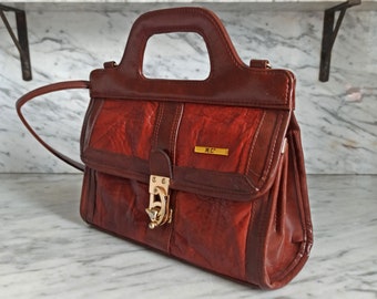 brown faux leather handbag / vintage shoulder bag Y2K