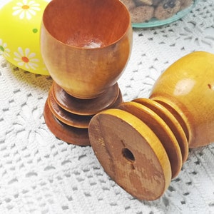 2 old wooden egg cups / hand-turned / natural product / boho image 7