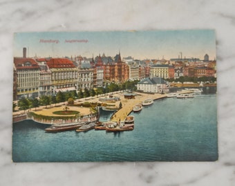old postcard / postcard described / Hamburg Jungfernstieg 1925 / trading card
