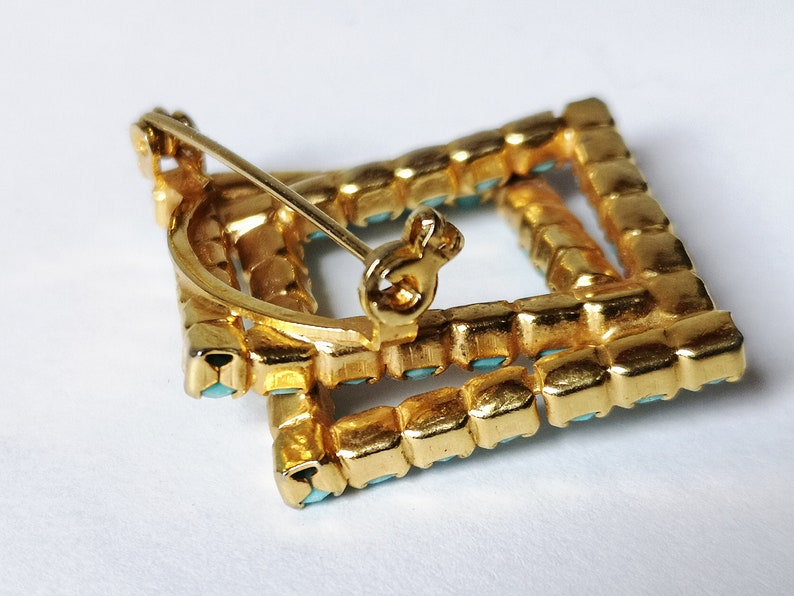 bouquet Brooch Pin Vintage Brooch Gold Turquoise costume jewellery