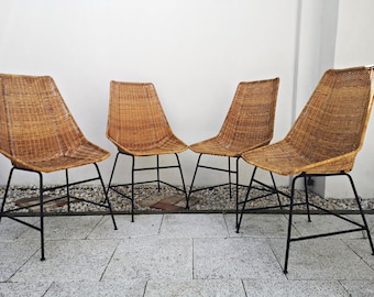 1 x Vintage Korbstuhl / Rattanstuhl / alter Rattan Sessel / Weidensessel mit Mertallbeinen / Basket chair /  Boho / Bohemian Style