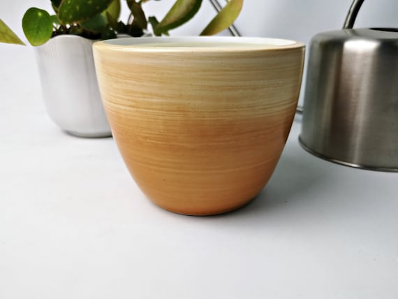 小さなオレンジ色の陶器製植木鉢 / ヴィンテージ植木鉢 / カラー