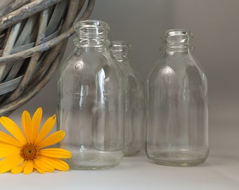 3 kleine Glasflaschen im SET / Vintage Flaschen aus Klarglas / 3er Set Vasen