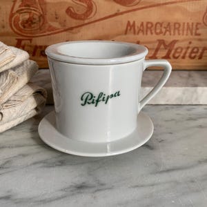 Vintage coffee filter / &quot;Rifipa&quot; cup filter / old porcelain filter / 2-piece porcelain hand filter / tableware from the 1950s