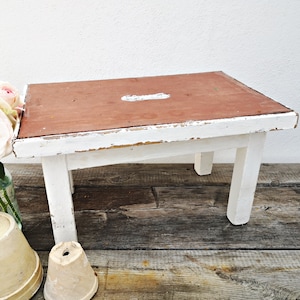 kleine kruk / voetenbank Frankfurt keuken / stabiele kruk / trekhaak / houten opstapje / origineel shabby