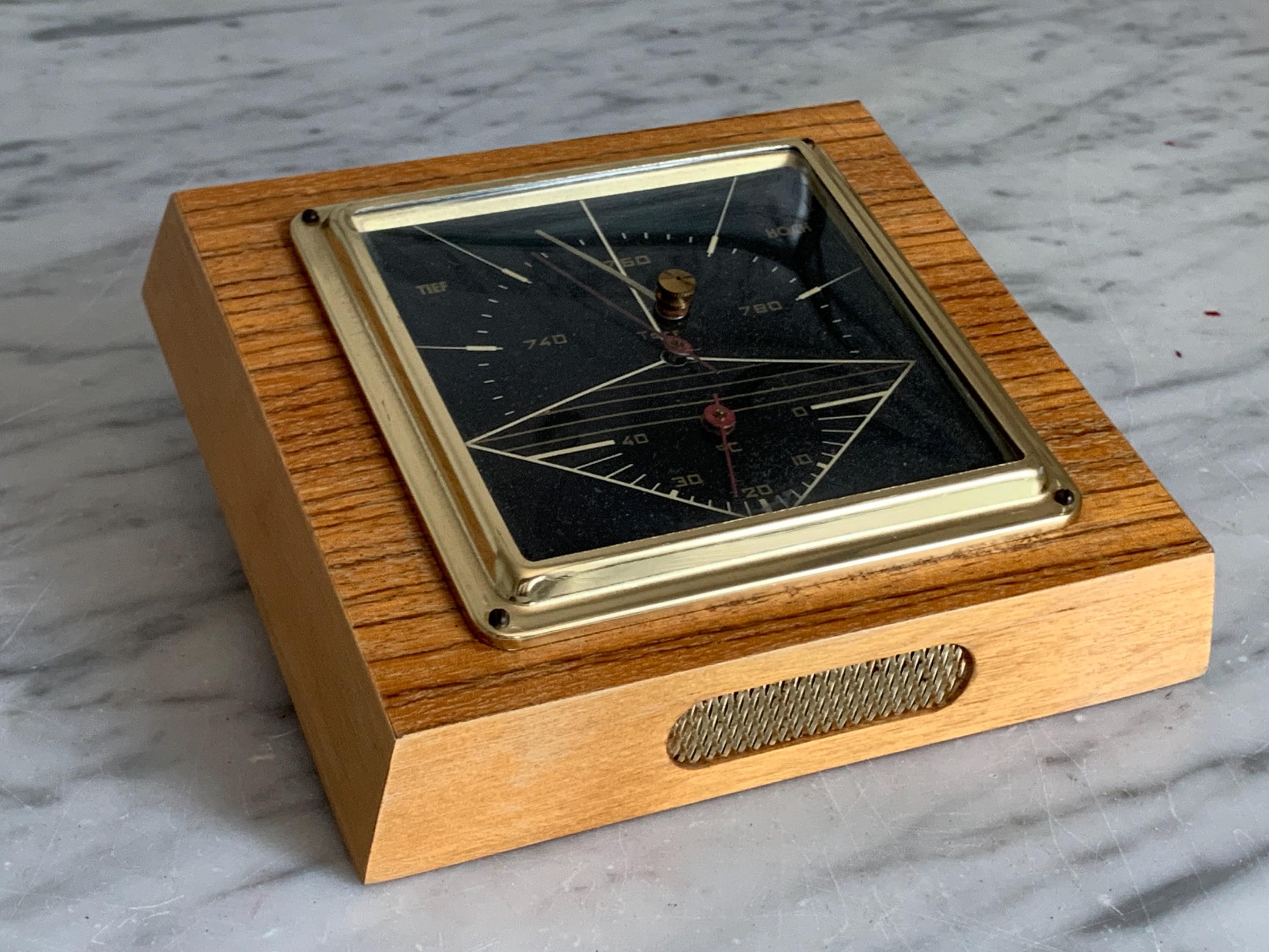 MOCO Baromètre Thermomètre Station Météo Bois 17x14 cm Rétro Vintage