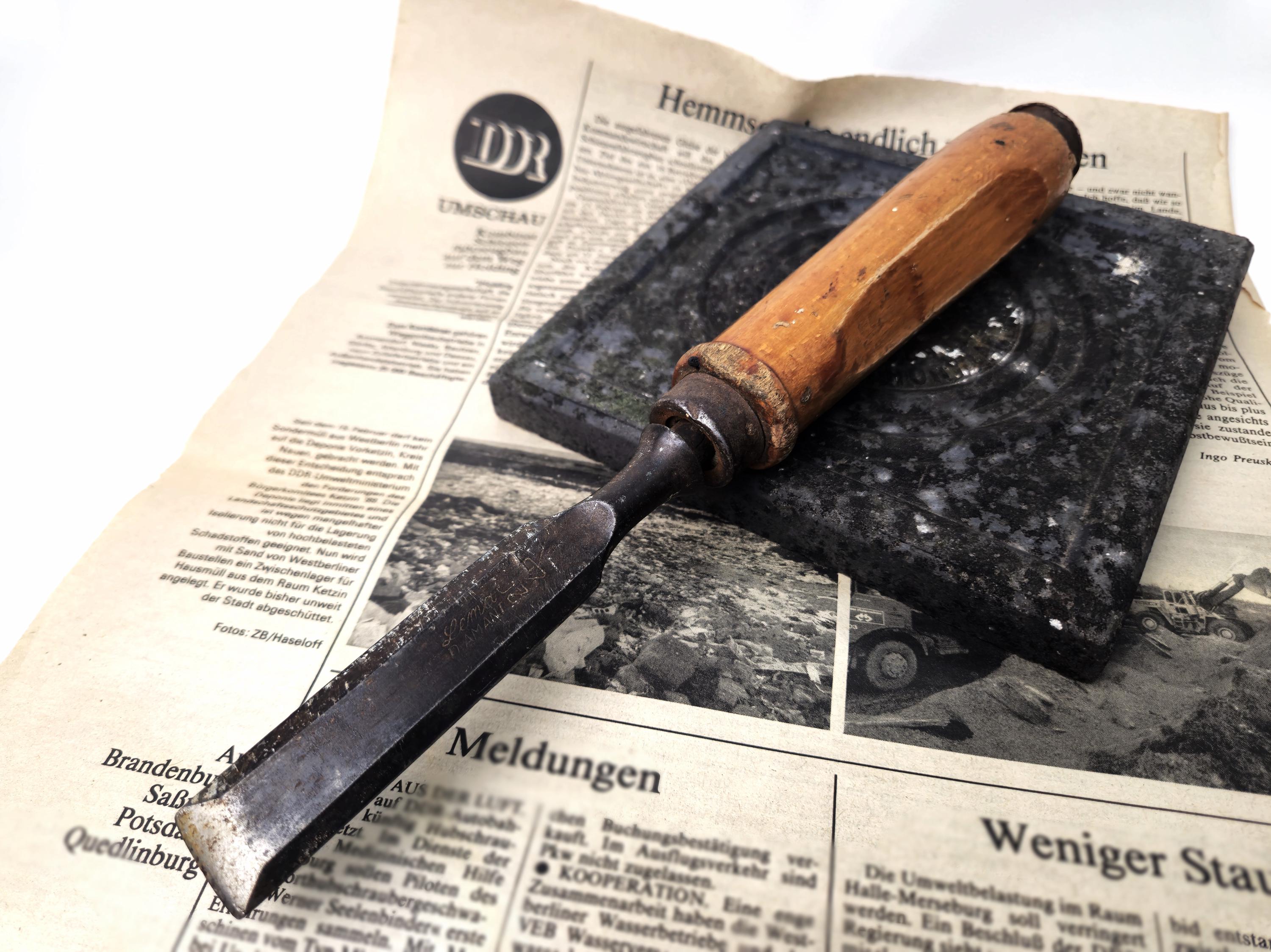 Vintage Lema diamond chisel with wooden handle / chisel 20 mm / old woodworking tool / carpenter's tool Made in Germany