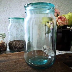 old preserving jar / binding jar / storage jar / jar with lid / tin / 0.9 liters / 900 ml