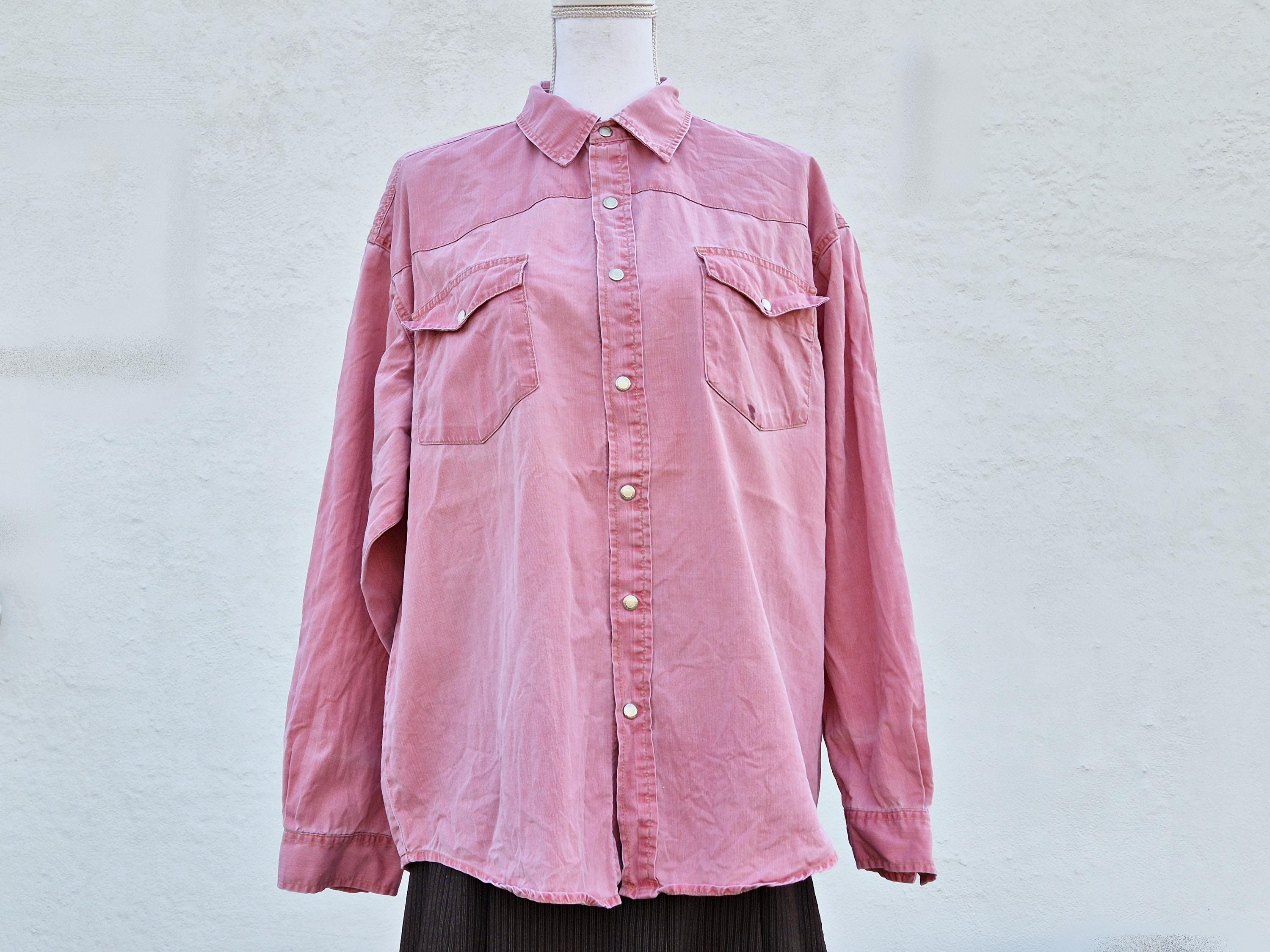 John Baner Vintage langarm Jeans Hemd / Freizeithemd / Rosa / Basic / Gr. XL / L  / y2k / 90er / Oversize