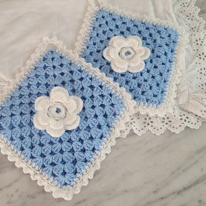 2 small potholders - a pair of crocheted potholders, dishcloths, handmade, country house