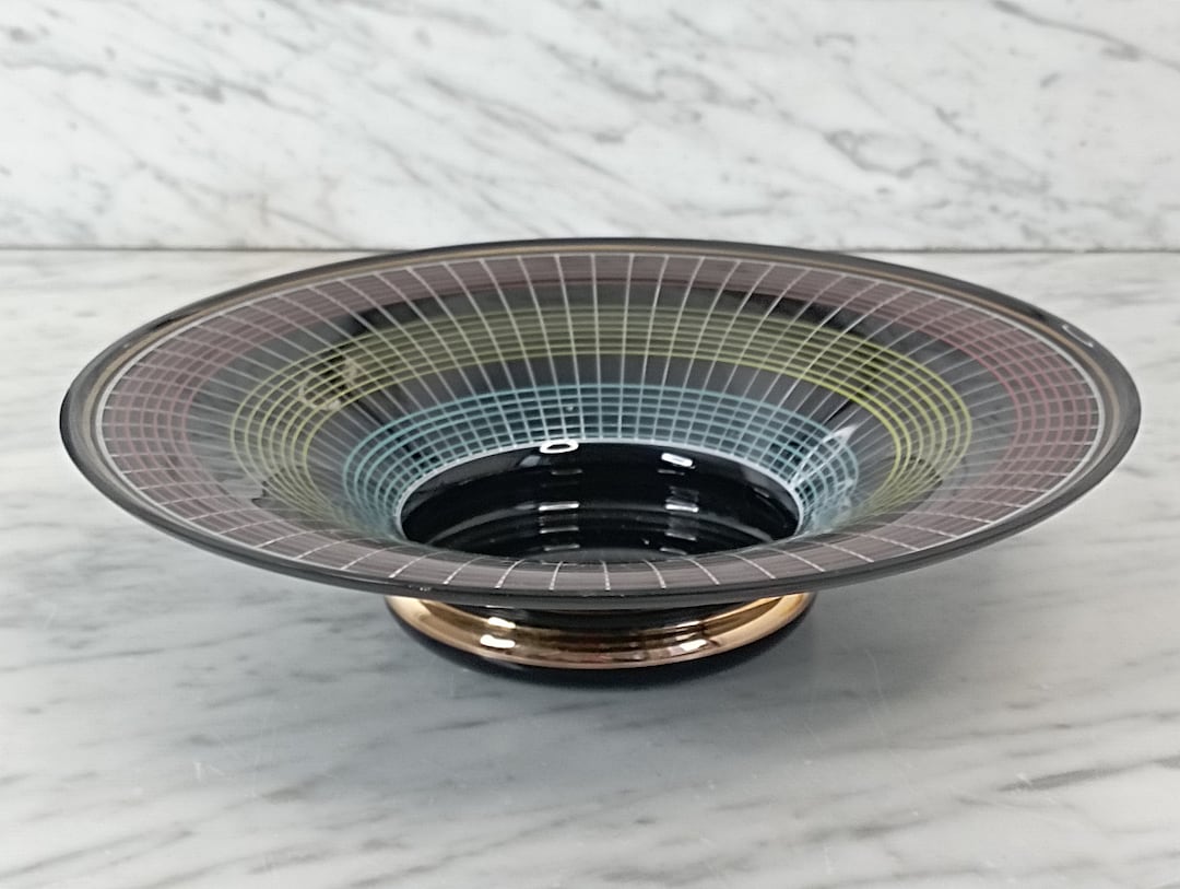 Elegant Black Glass Bowl Large Salad Bowl Minimalist Fruit Bowl Black