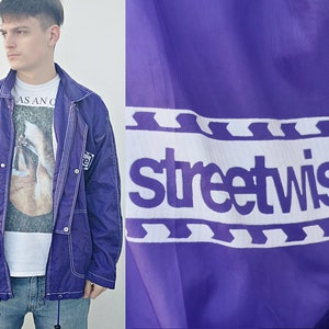 Vintage windbreaker / retro wind jacket / light coach jacket / streetwise / outdoor / size M / 48/50 / purple / unisex / 90s / track jacket