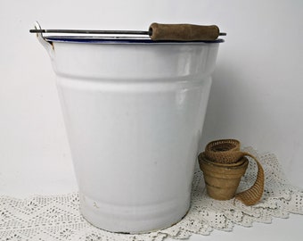 White Enamel Bucket - Etsy