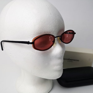 retro sunglasses / roccobarocco / vintage glasses - pink lenses / y2k