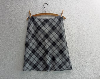 Vintage wollen rok / midi rok / knielange rok / lichte A-lijn maat. L-maat 42 / winterrok