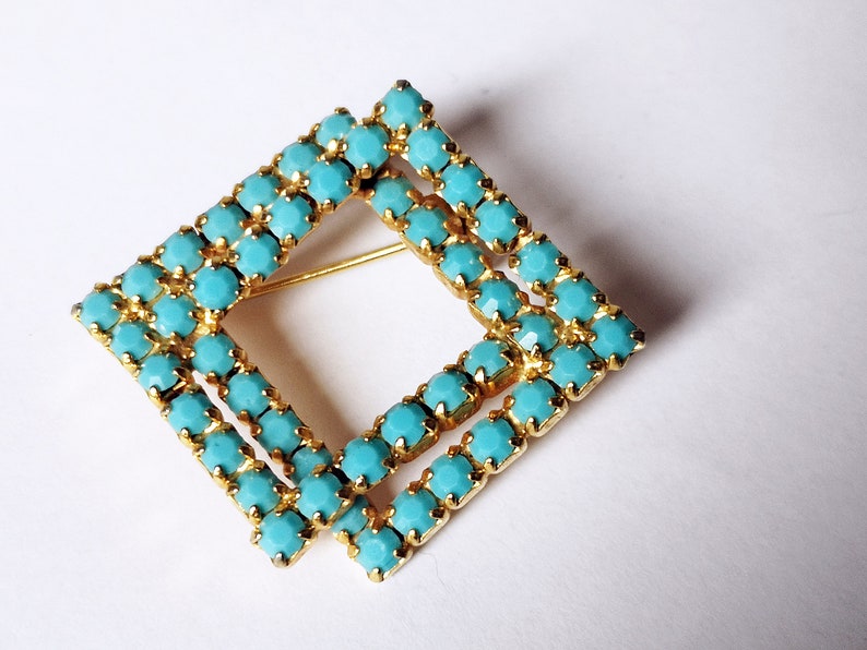 bouquet Brooch Pin Vintage Brooch Gold Turquoise costume jewellery