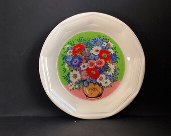 Vintage wall plate / colorful / jewelry plate / decorative plate / hand-painted collector's plate / Made in Italy
