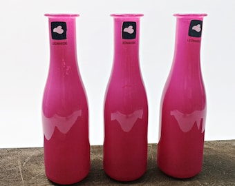 3 pink Leonardo vases - bottle vases pink / three bottles in a set / bottle vases / 19.2 cm / 7.5"