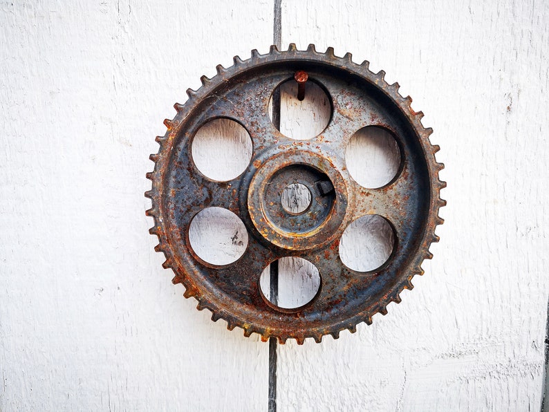 Old Iron Rusty Industrial Gear Wheel Steampunk Garden Art Decor 14/" diameter