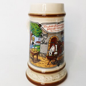 large beer mug / 1 liter beer mug, tankard / mug from the 60s / hand-painted porcelain
