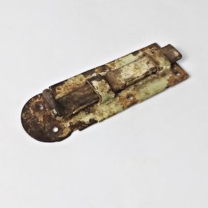 小さなアンティークのラッチ / キャッチ / ドアロック / ドアボルト / ロッキングボルト / ラッチ / 8 cm x 2.7 cm / 3" x 1" / 錆び