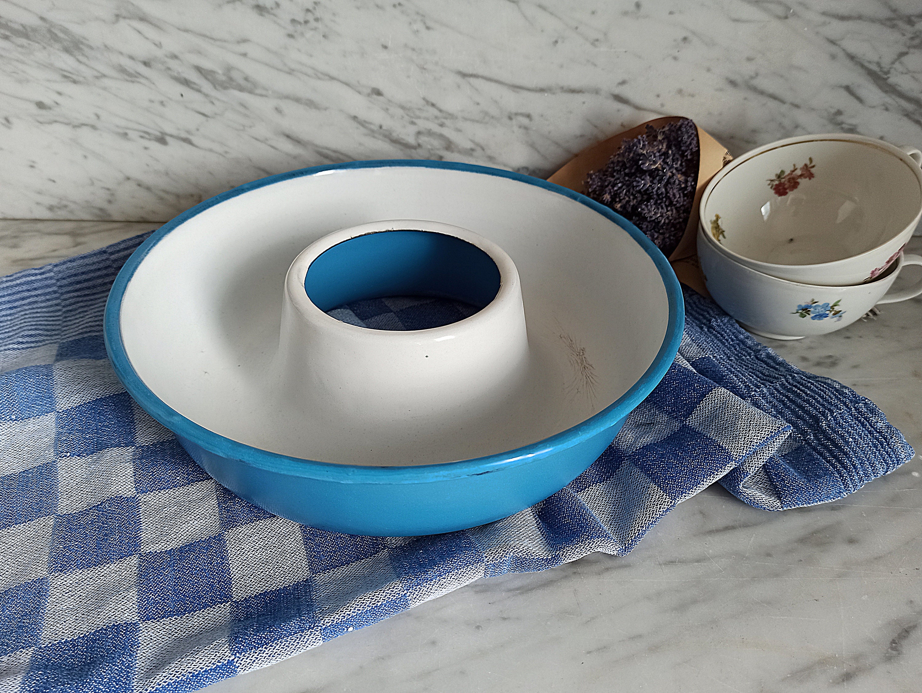 Blaue Emaille Backform / Kranzkuchen / Gugelhupf / | Etsy