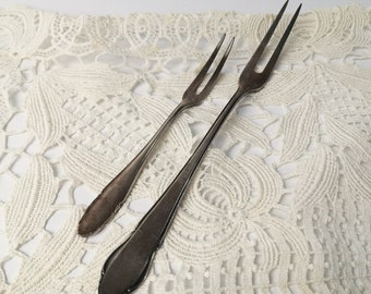 large and small silver-plated fork from WMF / cheese skewer / Art Nouveau / two prongs / cutlery / serving cutlery / Germany