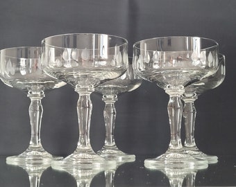 5 champagne bowls / champagne glasses / vintage glasses / 80s