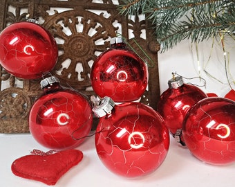 B-Ware 40er Set Weihnachtskugen Christbaumkugeln 6cm mit Zapfen Baumschmuck Rot 