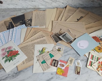 old paperwork / pictures, cards, mixed lot / vintage / scrapbooking / set A