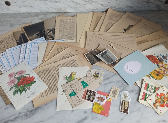 Old Paperwork / Pictures, Cards, Mixed Lot / Vintage / Scrapbooking / Set A  