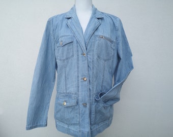 Fitted Jeans Blazer Denim Jacket / Vintage Jacket / Jeans Jacket / 1990s / Size. M/L/Y2K