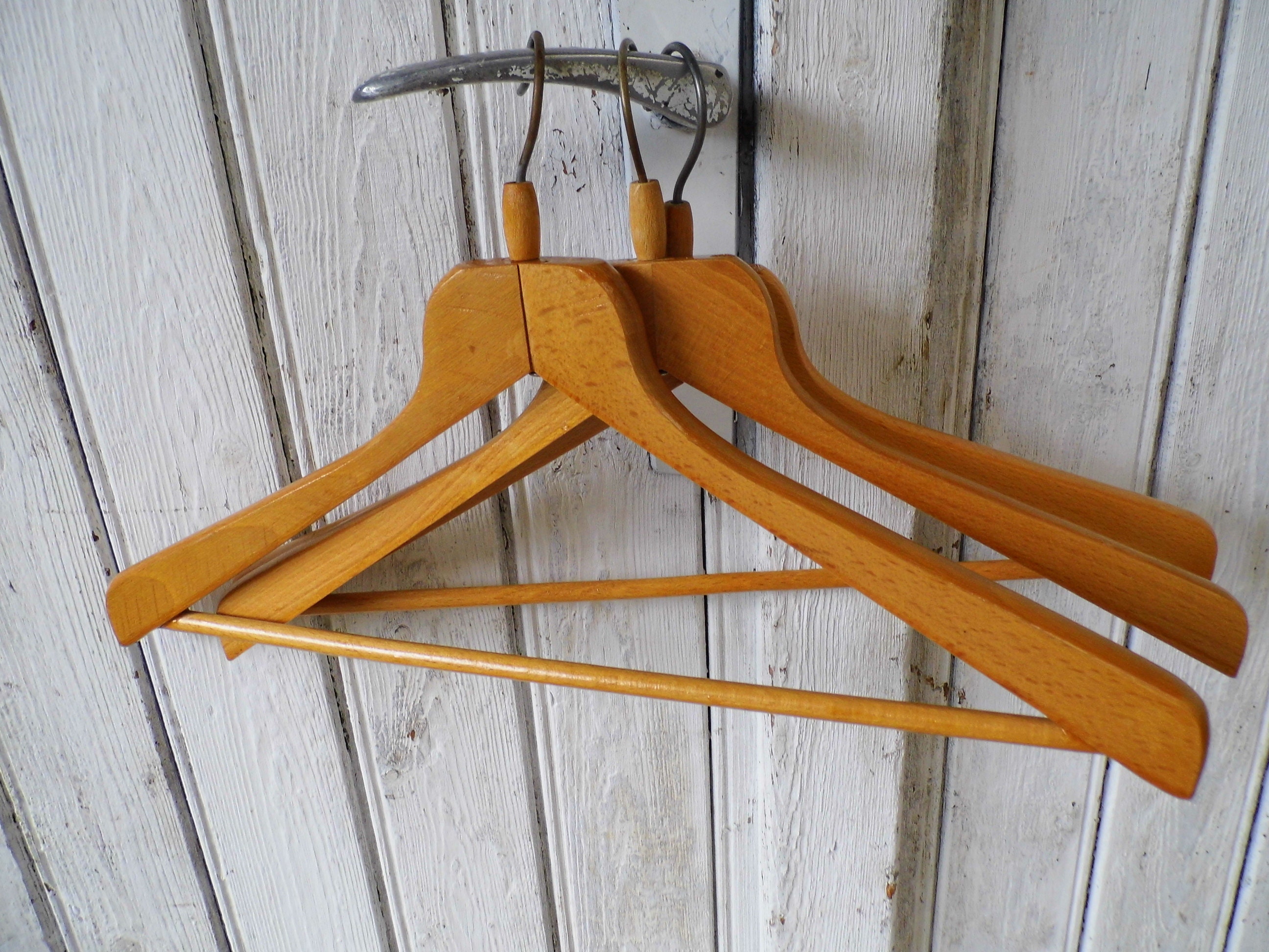 3 Old Coat Hangers / Clothing Hanger / Wooden Coat Hanger Etsy