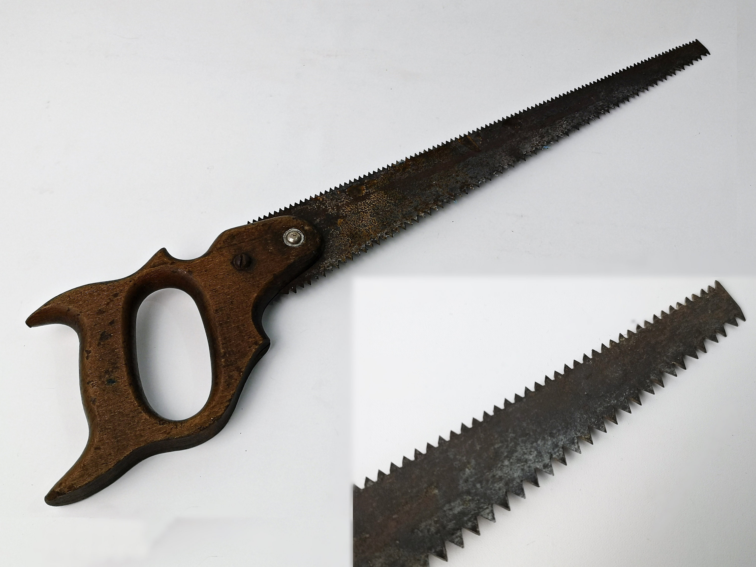 Vintage Carpenter Saw Double Blade Both sided shot Saw Rusty Saw
