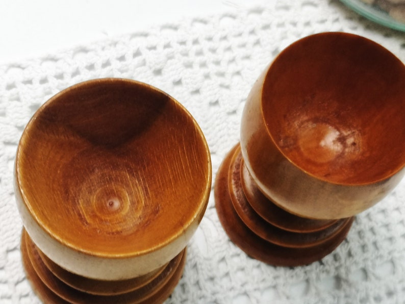 2 old wooden egg cups / hand-turned / natural product / boho image 4