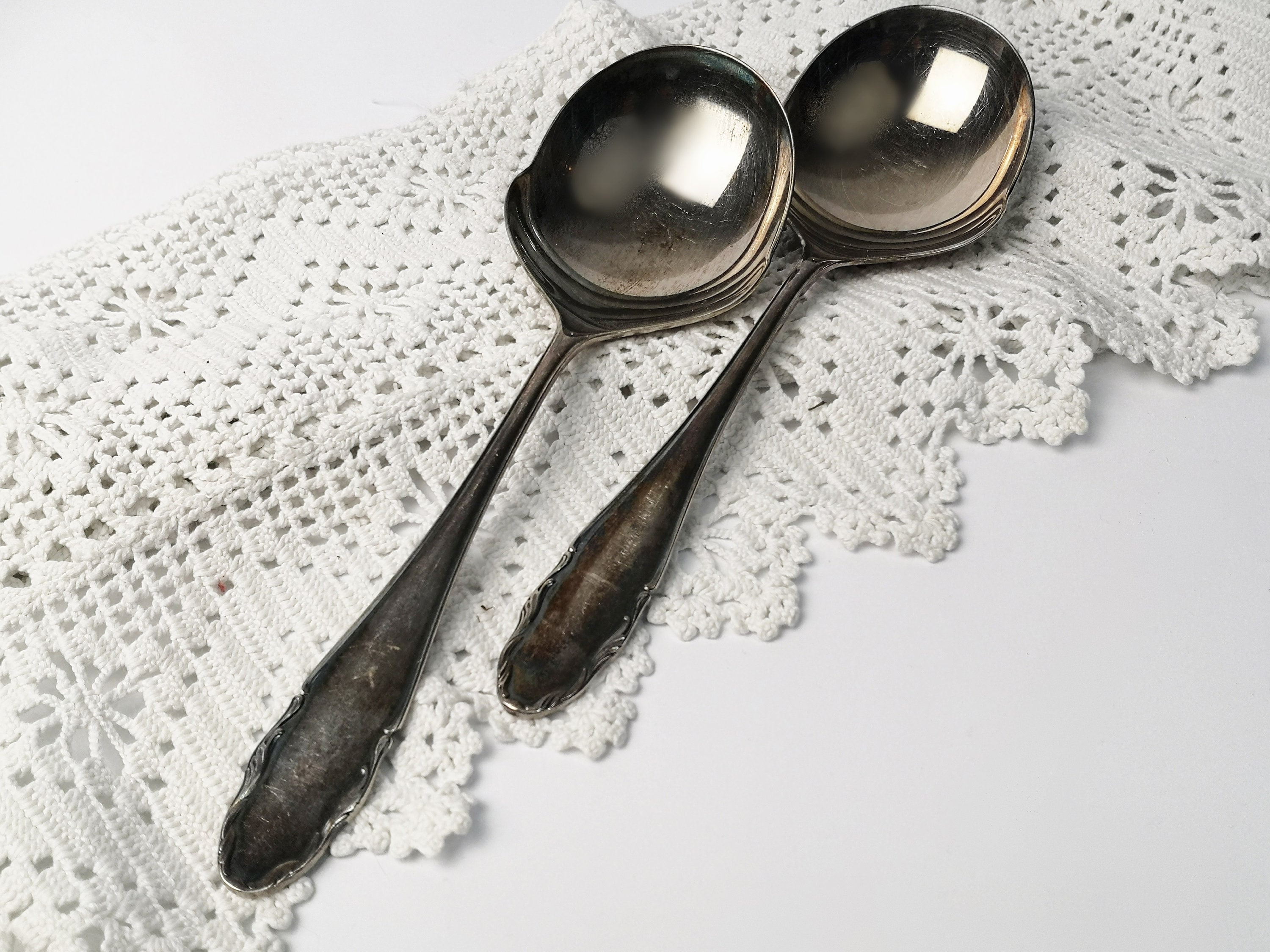 Große versilberte WMF Gemüselöffel Servierlöffel, Kartoffellöffel 2-teilig / Vorlegebesteck / Anlegebesteck / Servierbesteck